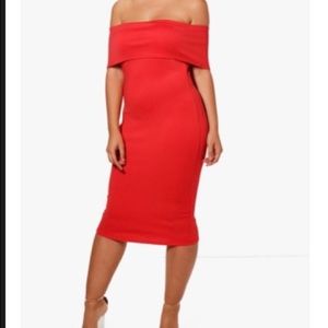 Plus Katie off the shoulder midi dress